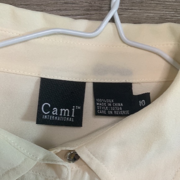 Y2K vintage 100% silk ivory bejeweled button down blouse size 10 - Picture 3 of 6